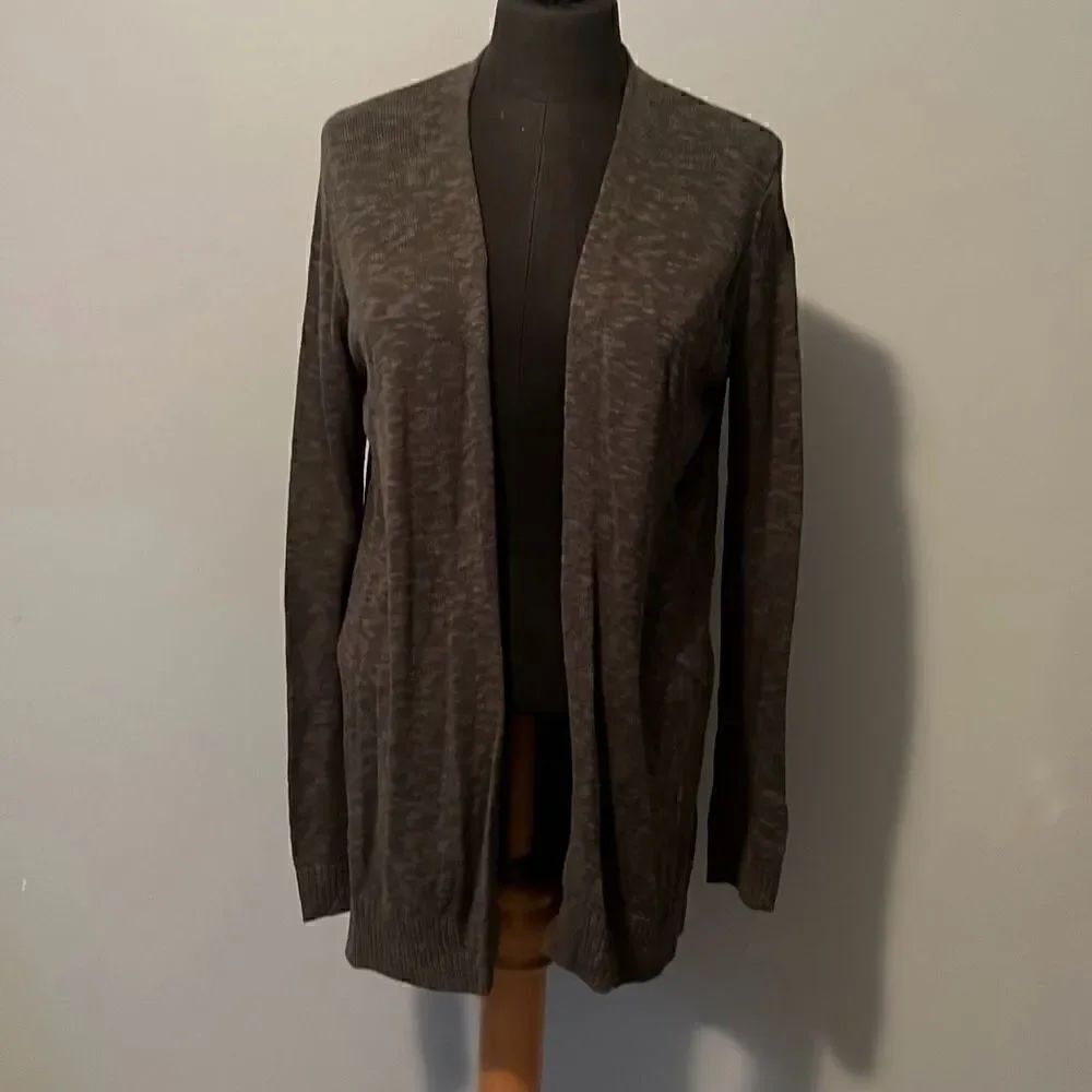 Gap Women's Green Open Front Ribbed Knit Cardigan Sweater